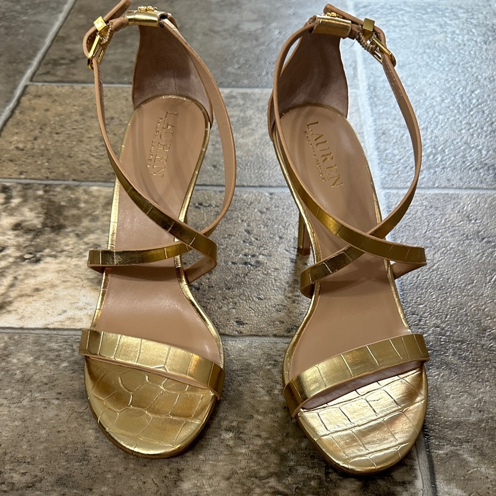 Lauren Ralph Lauren Gold Strappy Heels